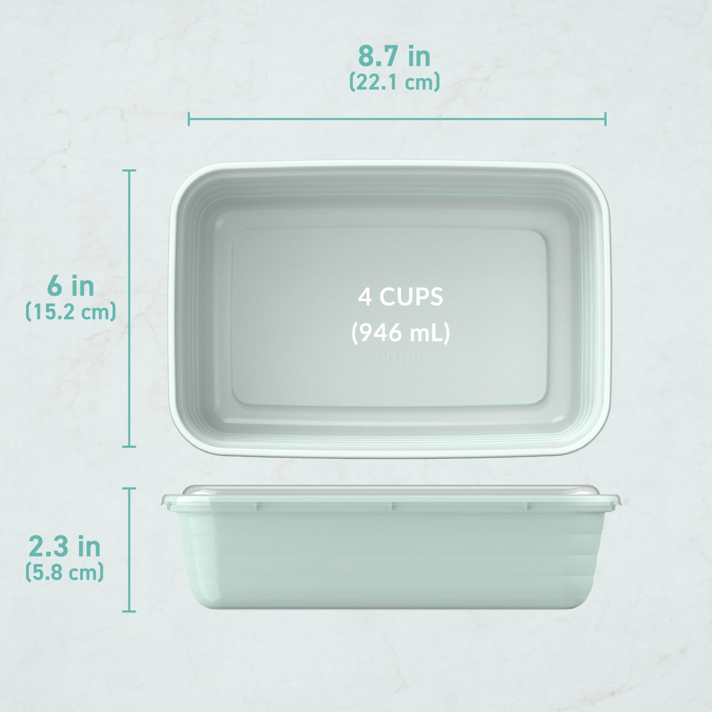 Bentgo Prep - 20-Piece 1-Compartment Reusable Meal Prep Containers with Lids, PFAS & BPA Free Materials, Durable, Microwave, Freezer, & Dishwasher Safe To Go Food Storage (Mint)