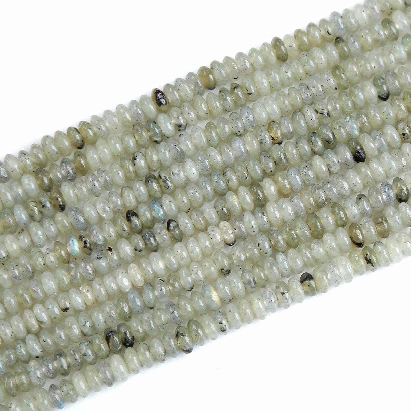 150PCS 2x4mm Natural Gray Labradorite Rondelle Beads Abacus Disk Stone Beads Round Loose Spacer Gemstone Beads for DIY Bracelet Necklace Jewelry Making