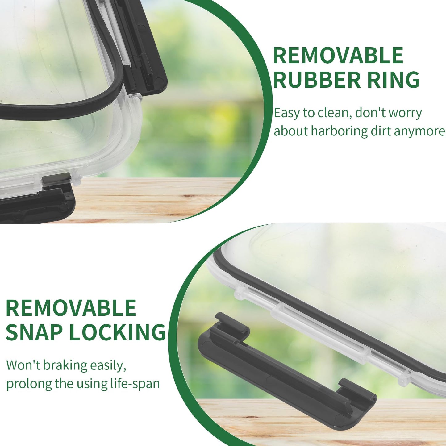 Skroam 5-Packs 36OZ Glass Airtight Food Storage Containers 3 Compartments, Meal Prep Container Set with Lids for Pantry Kitchen Organizers and Storage, BPA Free Glass Lunch Boxes Bento