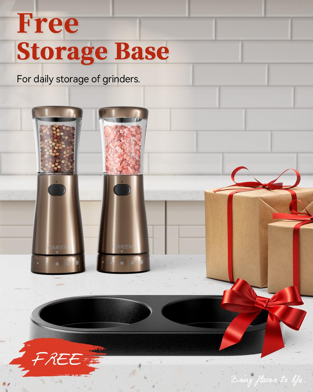 Electric Salt and Pepper Grinder Set with Storage Base, Stainless Steel Rechargeable Salt and Pepper Grinder Set with 4.5 oz Large Capacity, 1.8" Wide Mouth, Adjustable Coarseness, Ideal for Kitchen