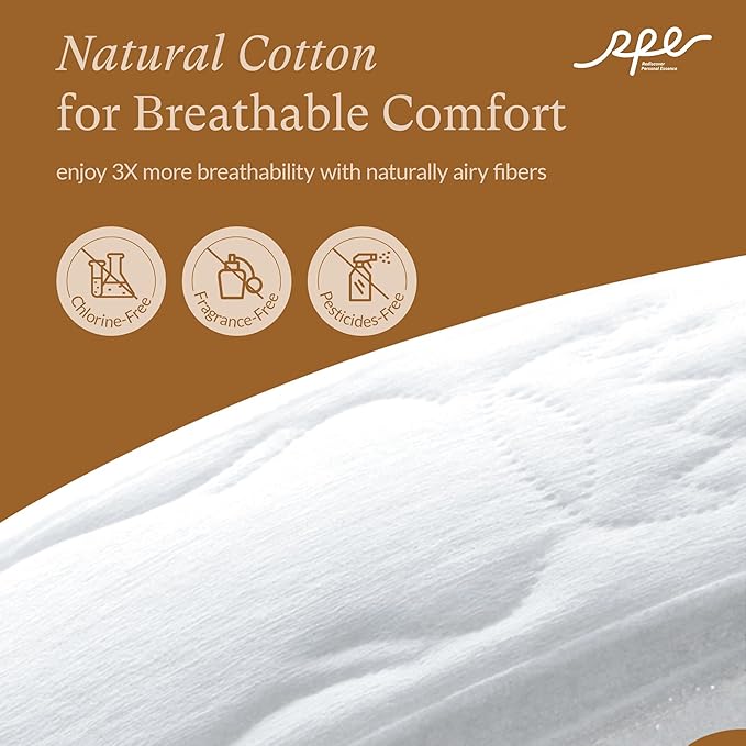 100% Organic Cotton Pad Bundle - Size 2,3,4,5 Period Essentials - Unscented Sanitary Pads Variety Pack - Regular, Large, Overnight & Long Panty Liners (Total 78 Ct)