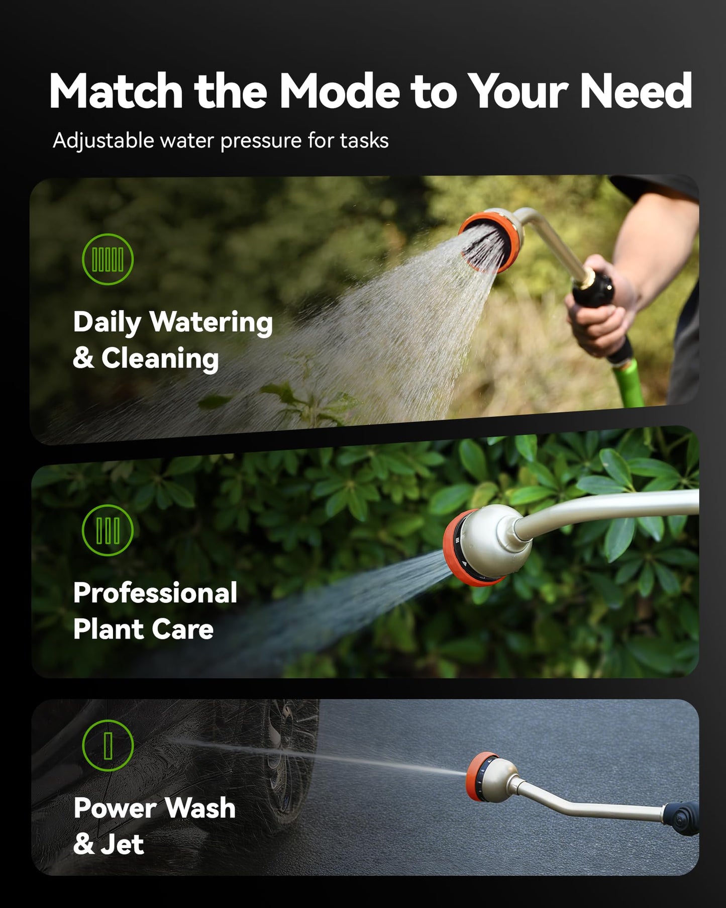 RAINPOINT Watering Wand, 16 Inch Metal Garden Hose Wand with 9 Spray Patterns, Long Hose Sprayer Nozzle For Hanging Baskets, Shrubs,Lawn (Orange)