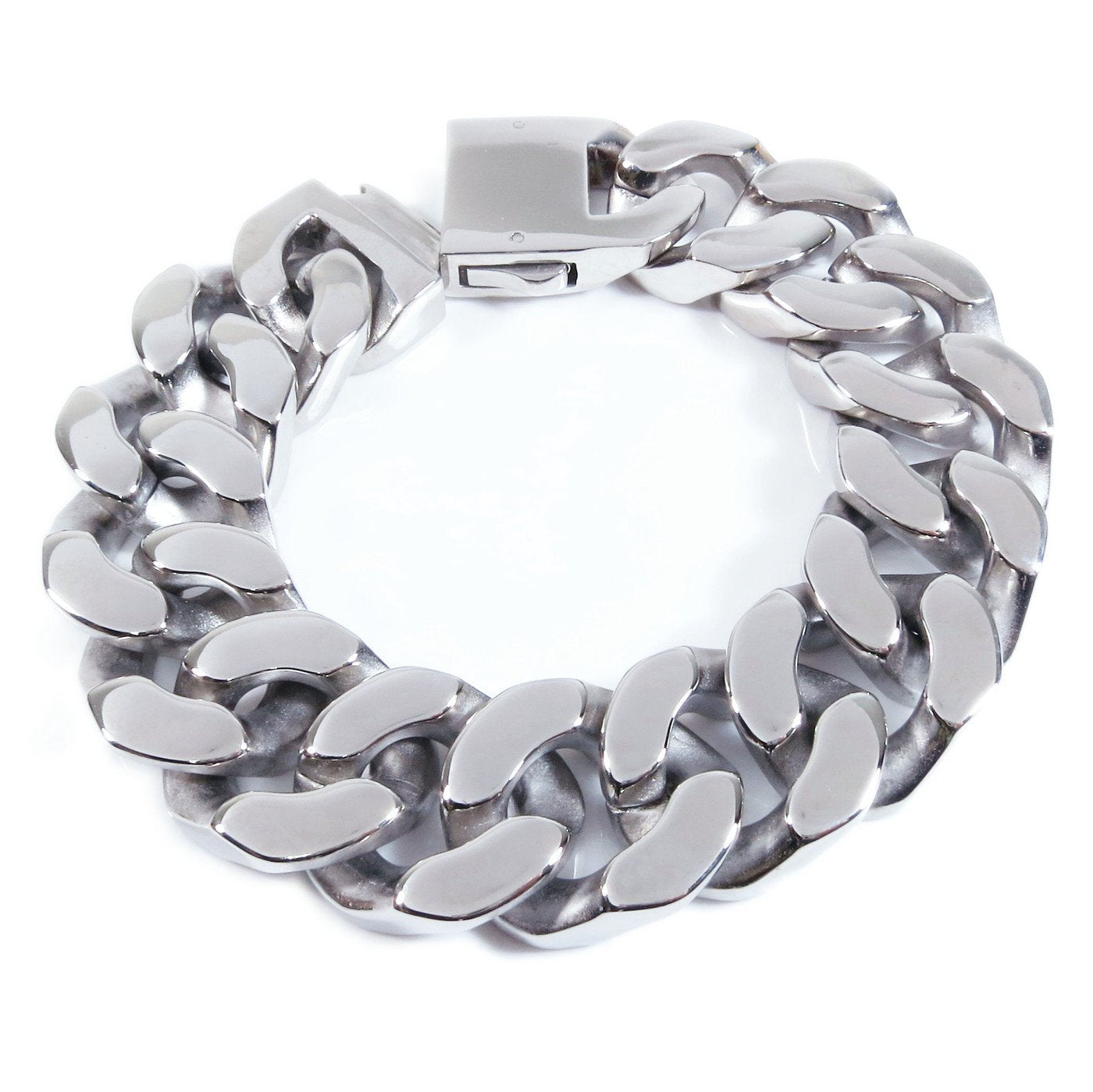 Steelmeup Stainless Steel Huge Heavy Polish Men Curb Chain Bracelet 20mm 8.5 inch