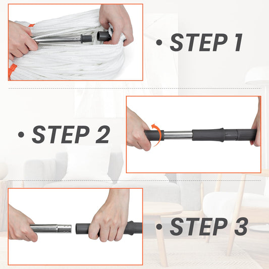 Self-Wringing Twist Floor Mops – 55” Long Handle Microfiber Mops for Hardwood Floor Cleaning, Heavy Duty Easy Squeeze Wet Mop for Tile Marble Wood Laminate