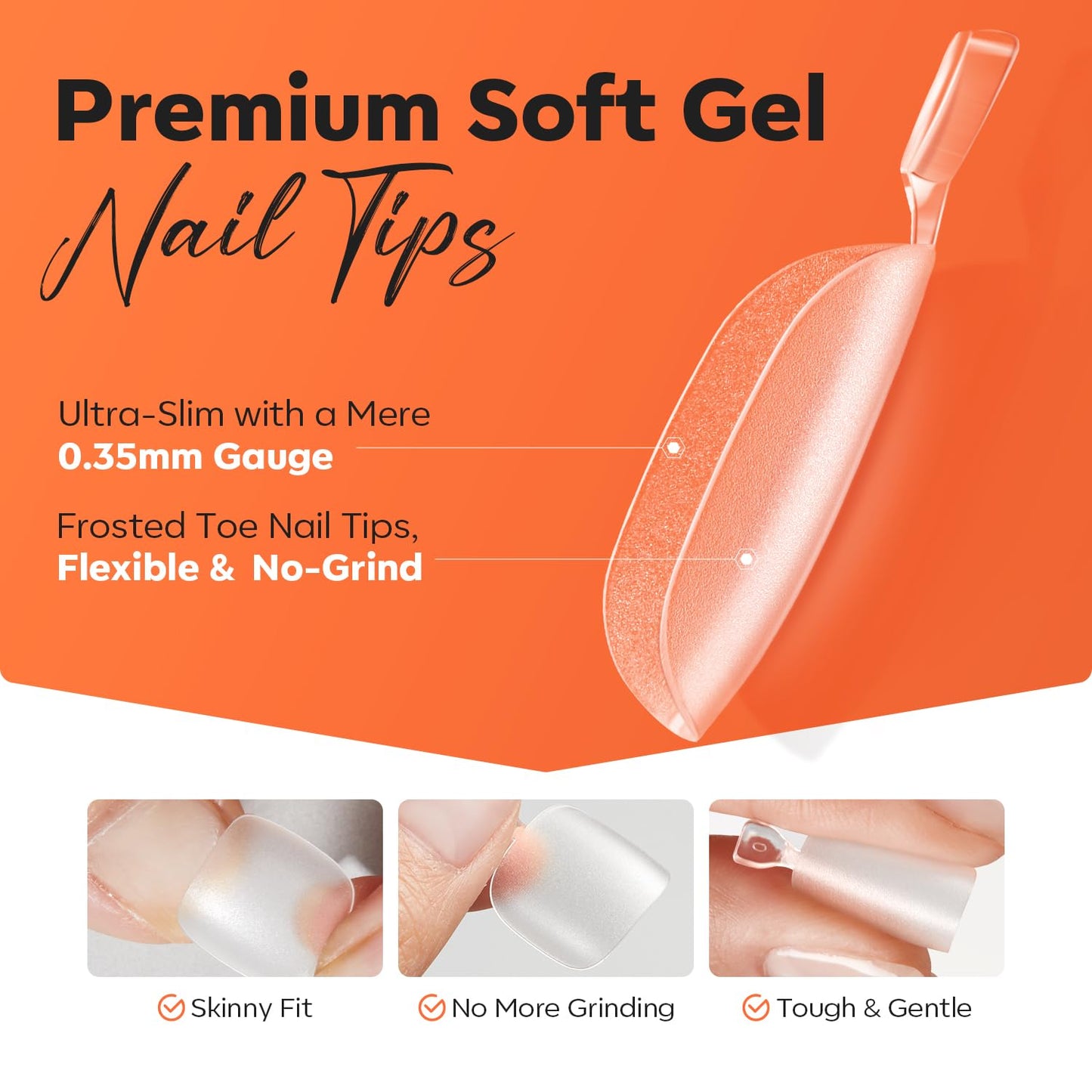 Modelones Toe Nail Tips Short Square Soft Gel Tips Squoval Fake Press Ons Toe Nails Matte Full Cover Pre-shape Extension Home DIY Salon 240Pcs 15Sizes