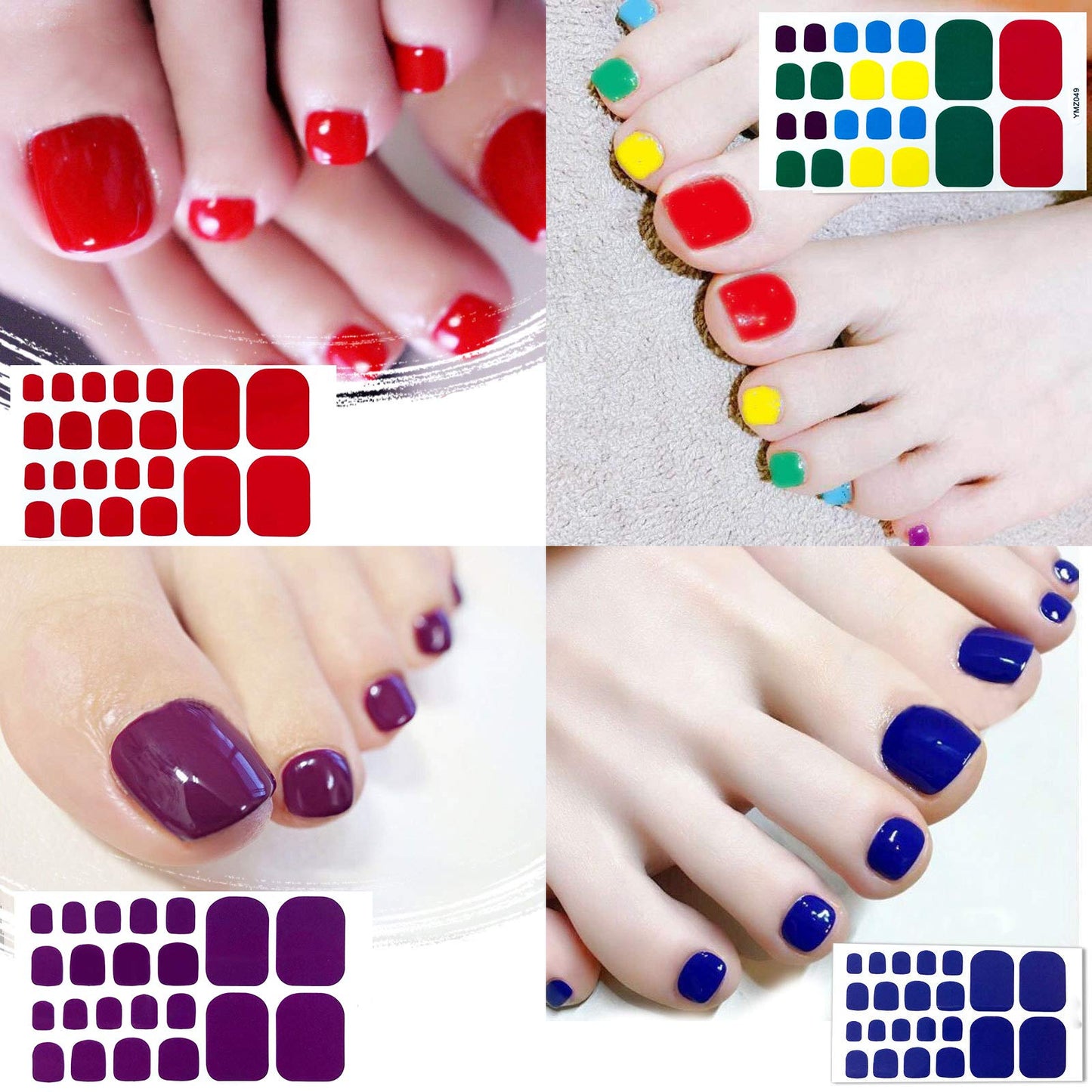 SILPECWEE 20 Sheets Toe Nail Stickers Full Nail Wraps for Women Solid Color Stick on Toenail Polish Strips Self-Adhesive Toe Stickers Polish Gel Nail Strips for Nail Art with 1pc Nail File