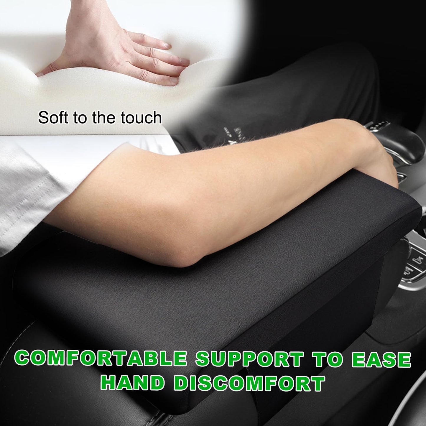 Yourkar Car Center Console Pad, 12.2''×8.1'' Memory Foam Auto Armrest Support Cushion, Vehicle Arm Rest Seat Box Cover Protector, Universal Interior Decor Car Accessories