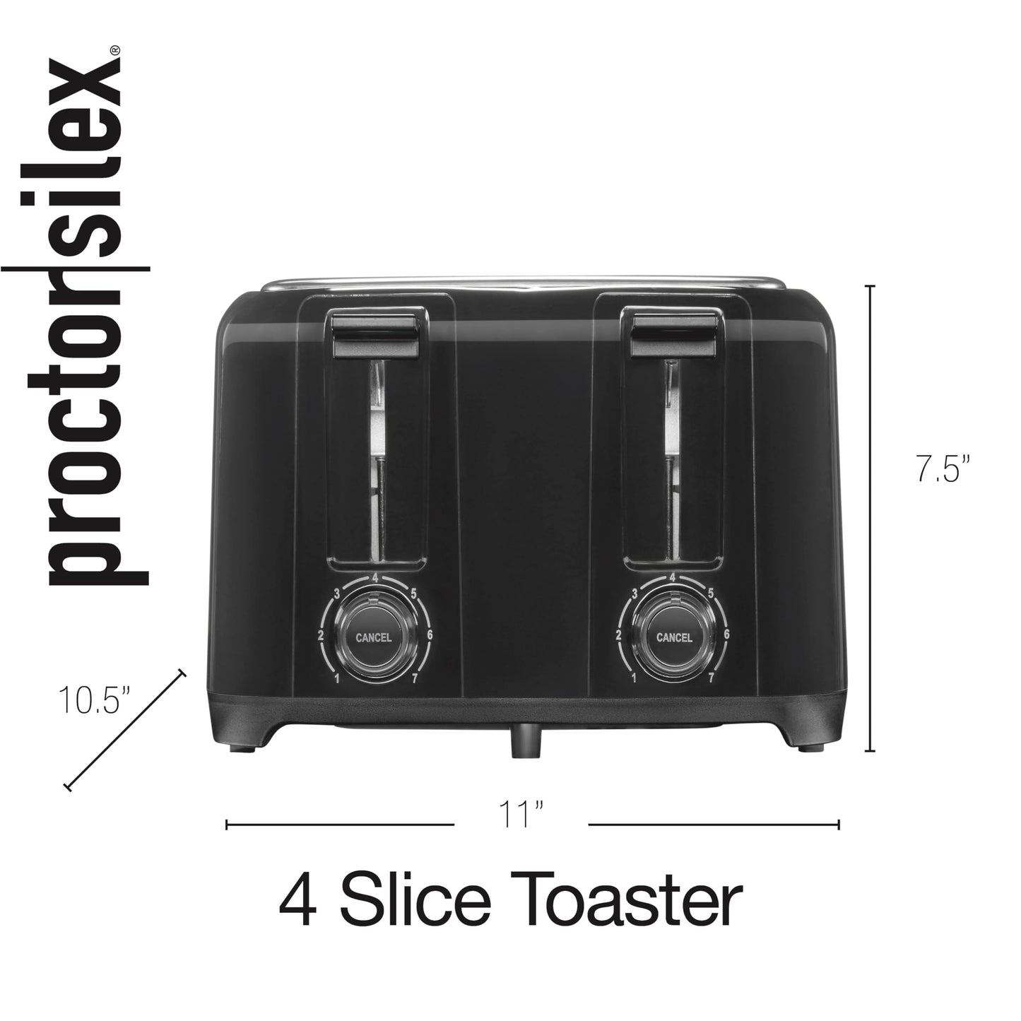 Proctor Silex 4 Slice Toaster with Extra Wide Slots for Bagels, Cool-Touch Walls, Shade Selector With 7 Browning Levels, Toast Boost, Auto Shut-off and Cancel Button, Black (24215PS)