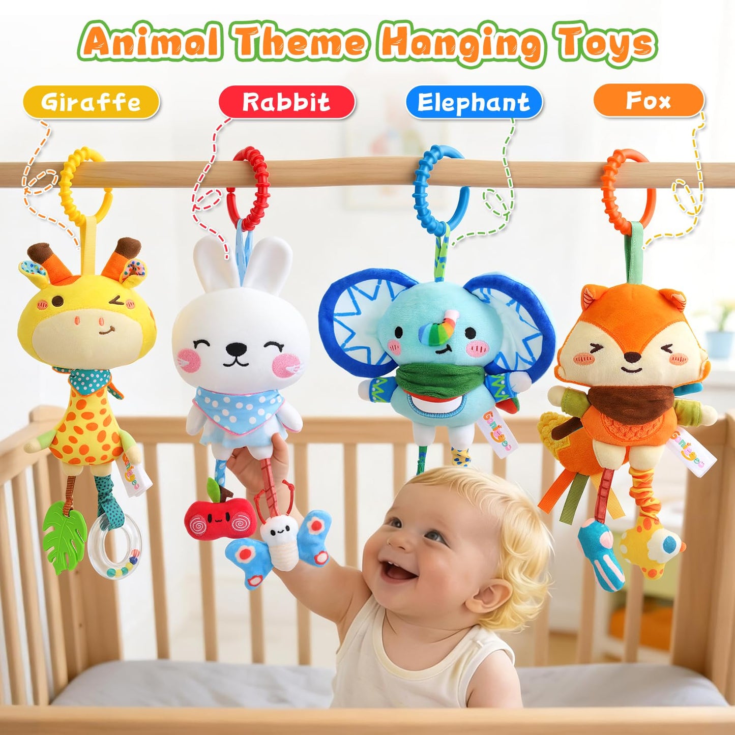 YELUFT Baby Toys for 0 3 6 9 12 Months, Baby Hanging Toys, Car Seat Stroller Crib Gym Baby Rattle Toys with Teether for Newborn Infants Toddlers Baby Boys Girls Gifts