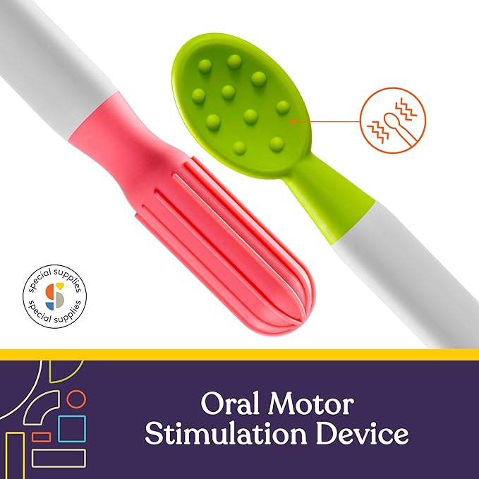 Special Supplies Buzz Buddy Oral Motor Stimulation kit with 6 Soft Textured Interchangeable Heads, Calm Sensory Needs, Support Speech, and Stimulate Self Feeding, Gentle Vibrations (Grey)