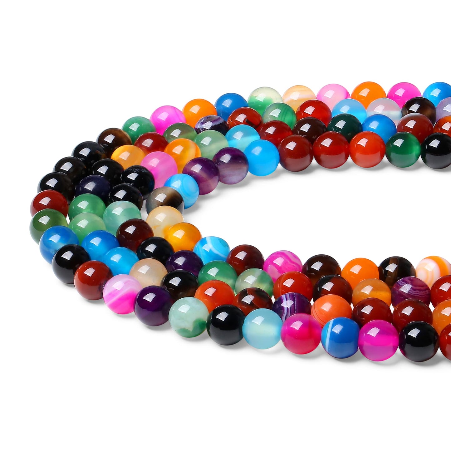 NUKAYAI Natural Stone Beads 100pcs 8mm Colorful Agate Round Stone Beading Loose DIY Smooth Beads for Bracelet Necklace Earrings Making
