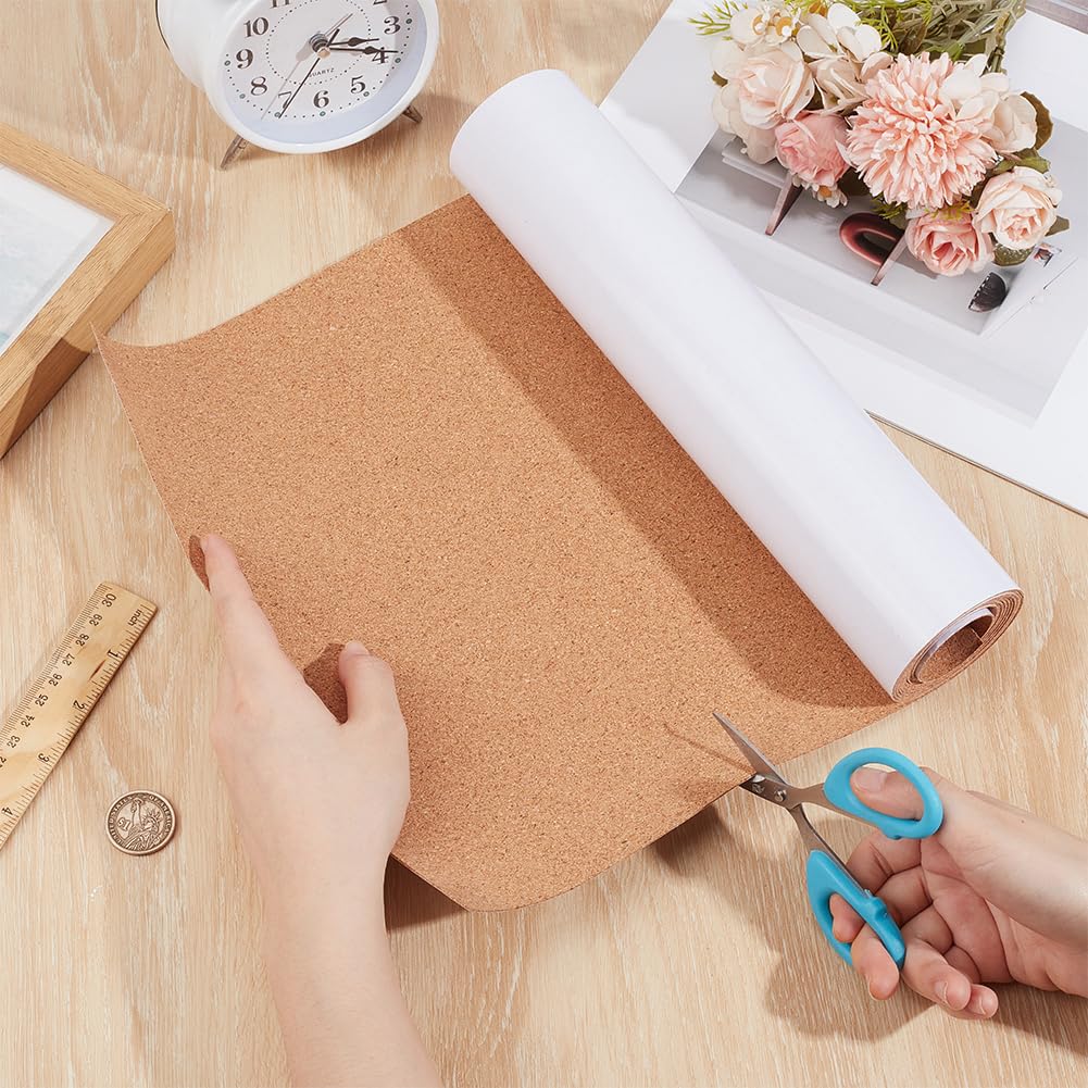 BENECREAT 11.8x78.7 inch Self-Adhesive Cork Roll, 1mm Thick Cork Mat with Strong Adhesive-Backed for Wall Decoration, Party and DIY Crafts