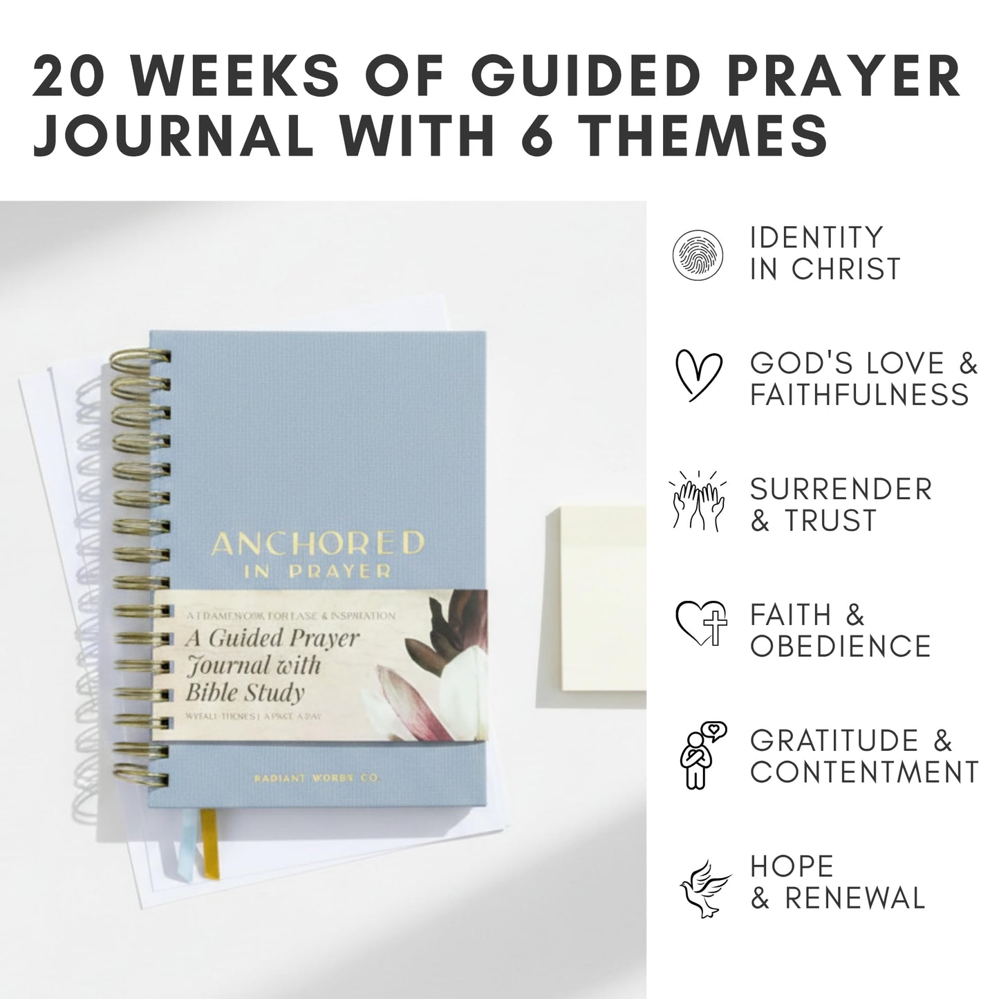 Prayer Journal with Bible Study - 20 Weeks Guided Daily Prayer Journal for Woman to Strengthen Faith, Religious Prompts for Spritual Growth