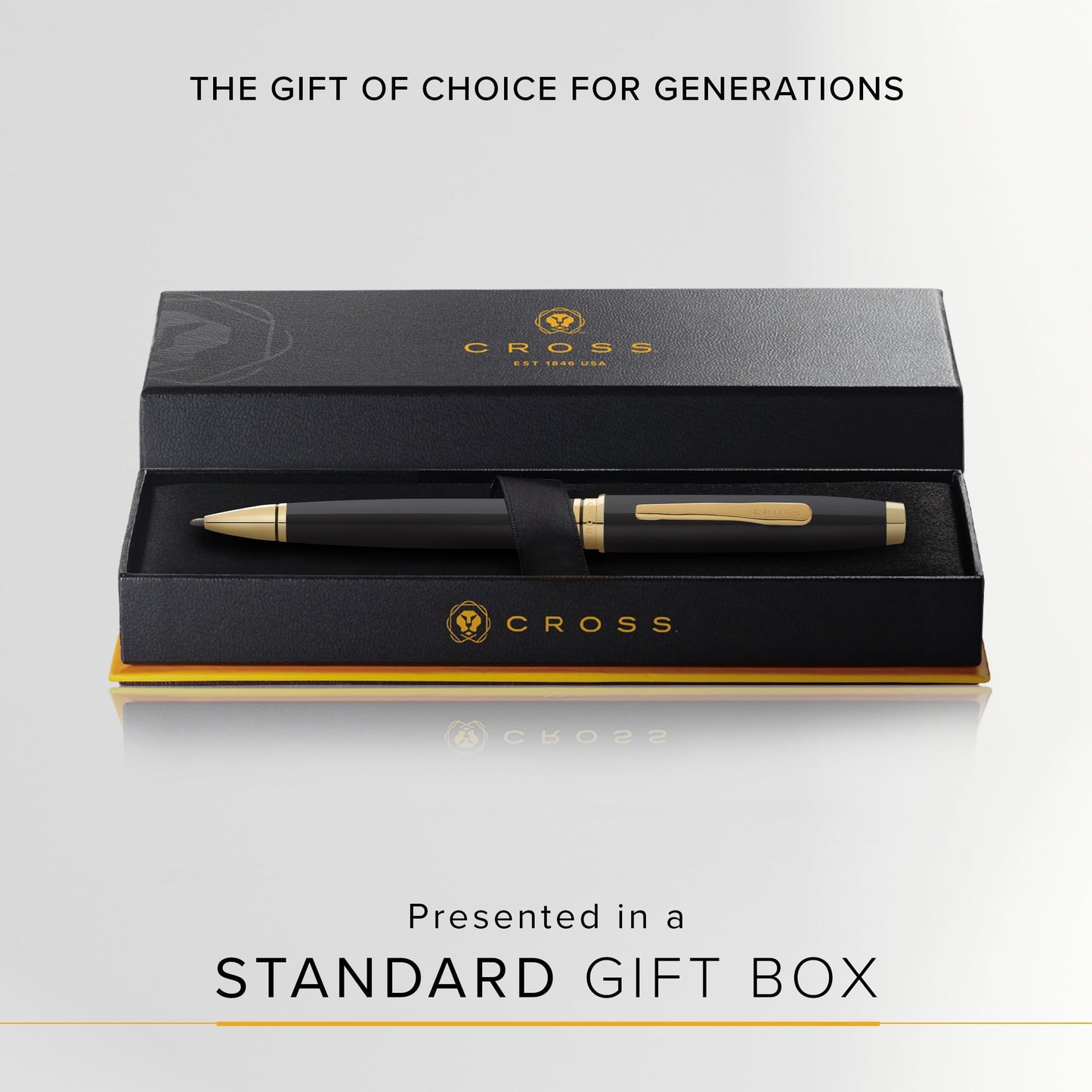 Cross Coventry Black Lacquer with Gold-Tone Ballpoint Pen - Refillable Pen for Smooth Writing - Professional, Elegant Accessory - Black Ink - Long-Lasting Use - Desk Essential - Gift-Ready