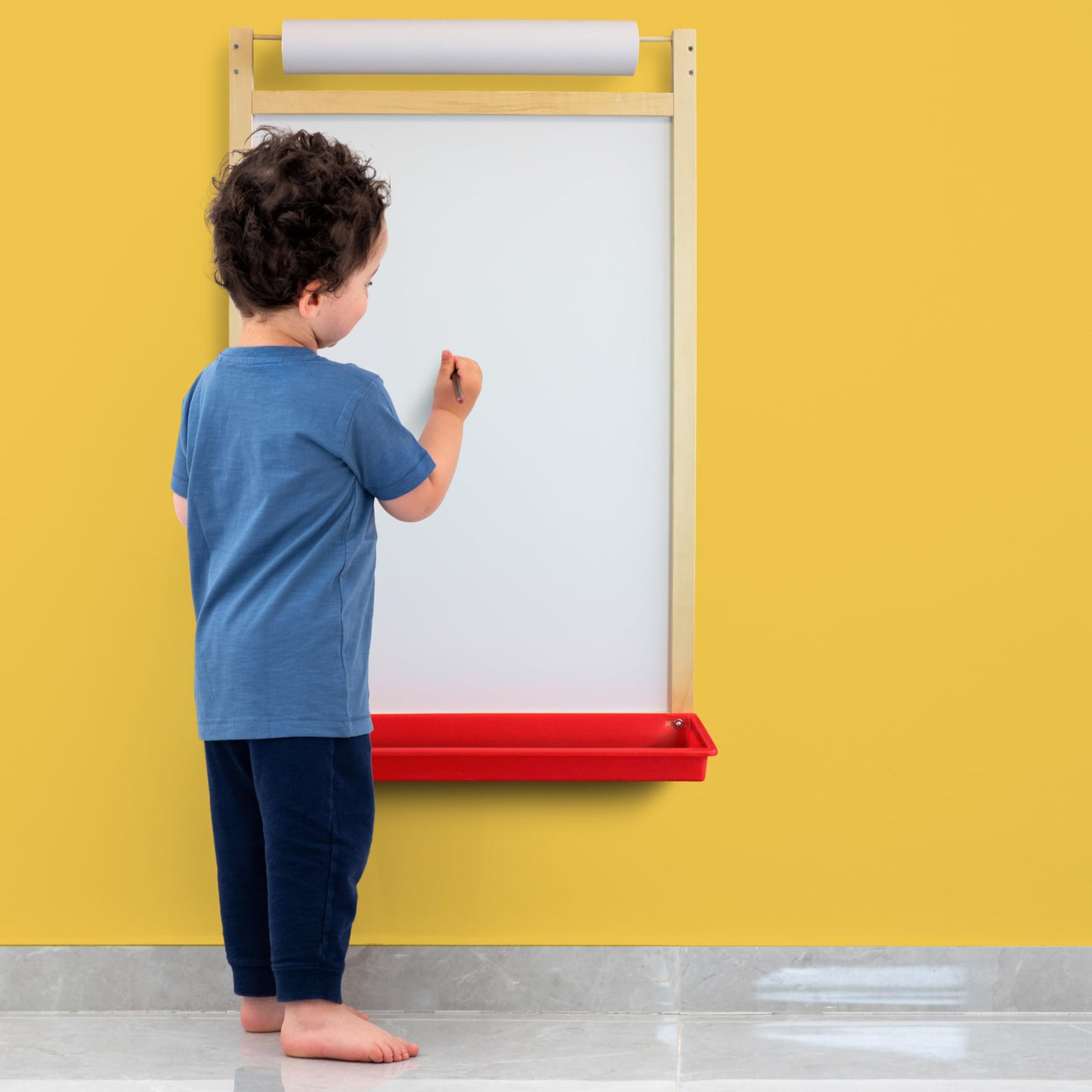 Flipside Products Magnetic Dry Erase Wall Easel w/Tray And Paper Roll, Mount On Wall, Whiteboard, Drawing and Notes