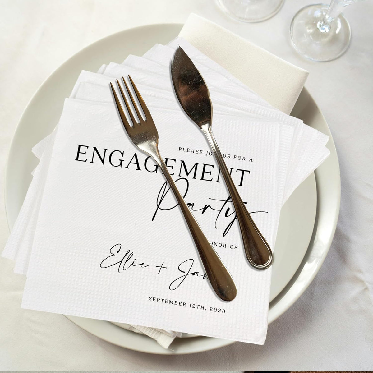 Luxury Custom Pack 15pcs Engagement Napkins, Engagement Napkins for Party, We're Engagement Napkins, Engagement Beverage Cocktail Luncheon Dinner Napkins 4