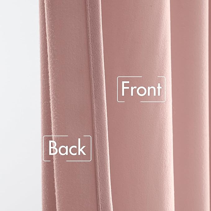MIULEE Baby Pink Velvet Curtains 108 inches - Luxury Blackout Curtains for Bedroom Living Room Thermal Insulated Super Soft Window Drapes Rod Pocket & Back Tab, W52 x L108 inches, 2 Panels