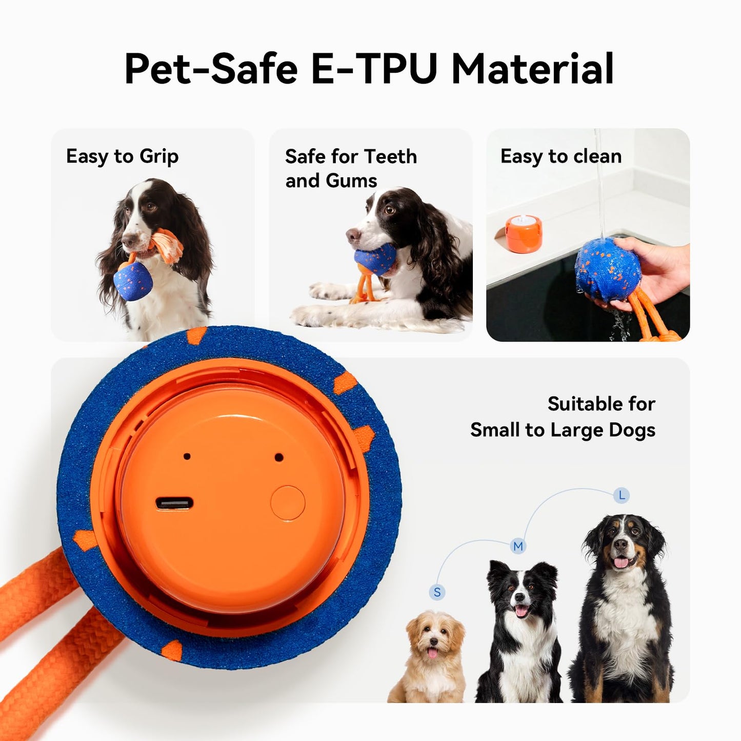Cheerble Smart Interactive Dog Toy, Wicked Ball Rolly, Automatic Moving, Bouncing, Rotating, E-TPU Material, Active Rolling Interactive Dog Ball for Medium and Large Dogs (Blue)