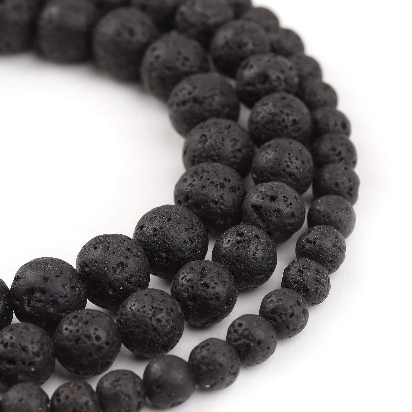 Filluck Natural Stone Beads 8mm Black Lava Polished Round Smooth Gemstone Beads for Jewelry Making 15 Inch(Black Lava,8mm)
