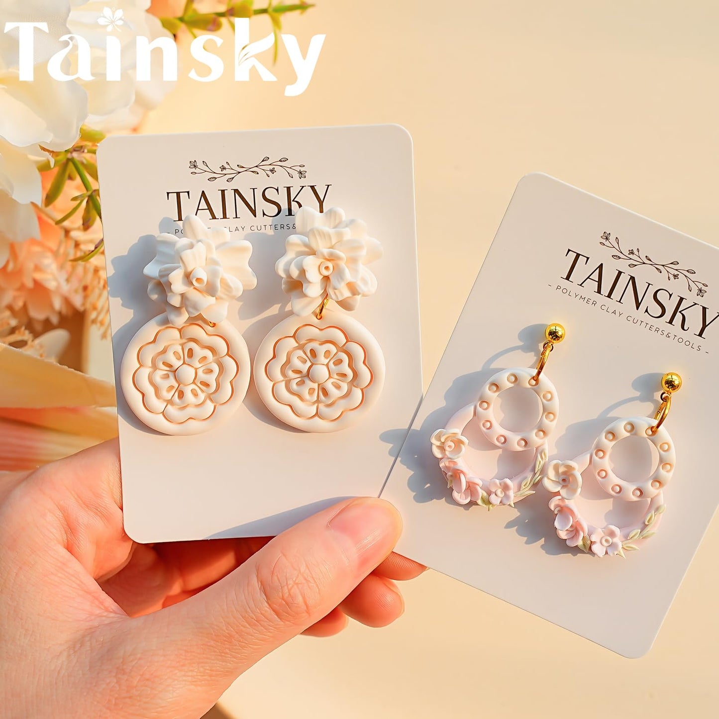 TAINSKY Geometric Clay Cutters, 15 Shapes Polymer Clay Cutters for Earrings Making, Organic Polymer Clay Cutters, Boho Clay Cutters for Polymer Clay Jewelry