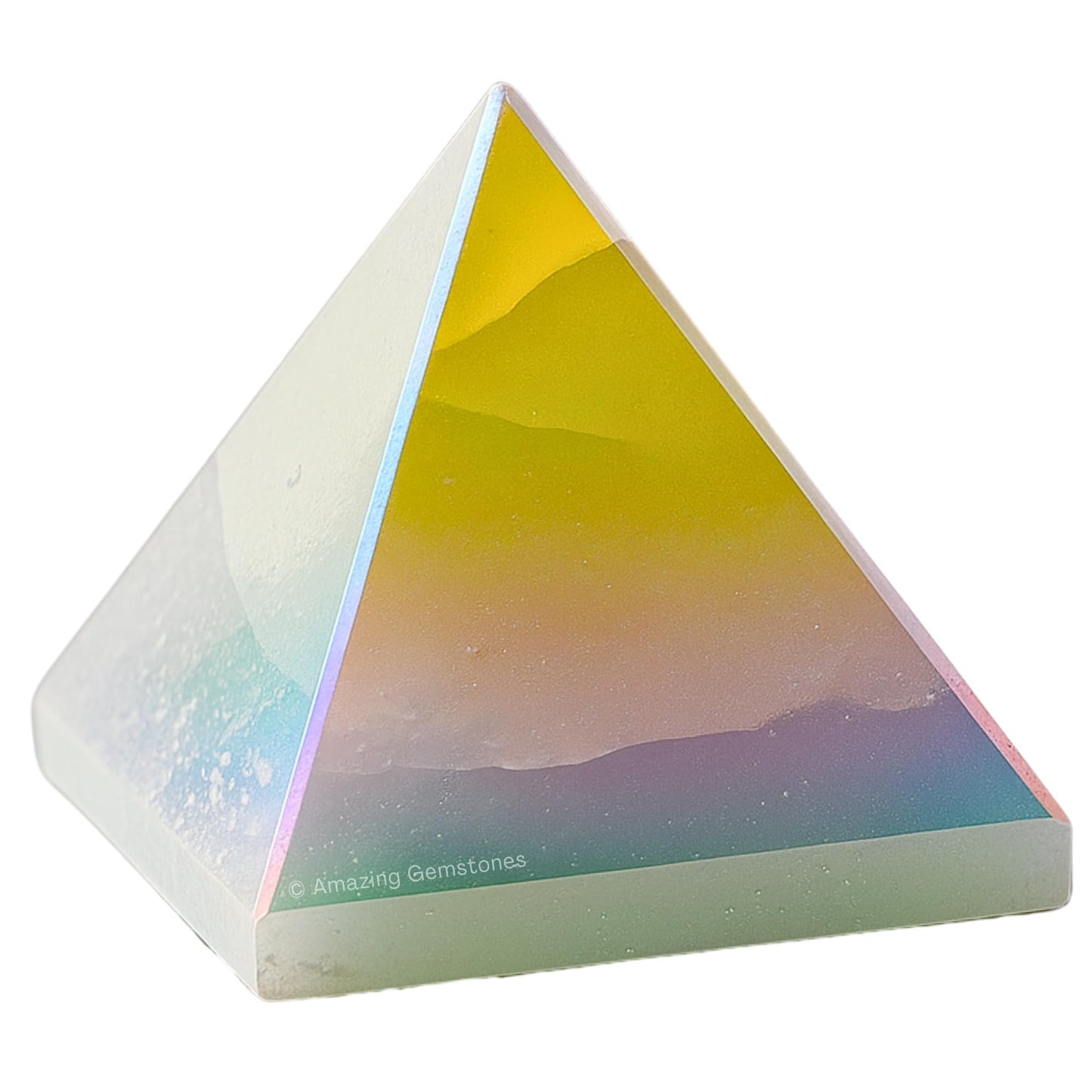 Amazing Gemstone Angel Aura Quartz Pyramid Crystal Healing Stones - 1.5" Great Pyramid Figurine of Natural Stone Pyramid for Meditation, Reiki, Chakra Balancing and Crystal Pyramids Grid