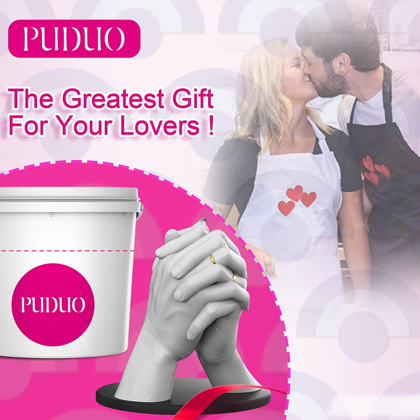Puduo Hand Casting Kit for Couples or Family, DIY Plaster Hand Mold Keepsake Sculpture Kit Gifts for Her, Kids, Weddings, Anniversary