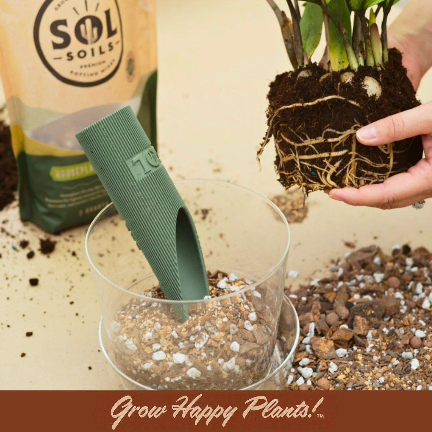 Sol Soils Granola Guy’s Scrumptious 8" Small Scoop for Transplanting, Potting, Repotting & Plant Care – Durable Gardening Tool for Soil, Sand, & More