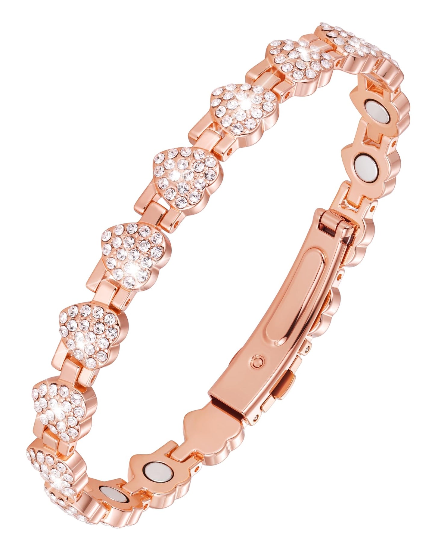 Jecanori Pure Copper Bracelets for Women,Effective Magnetic Bracelets with Sparkling Rhinestones, Adjustable Copper Jewelry Gift
