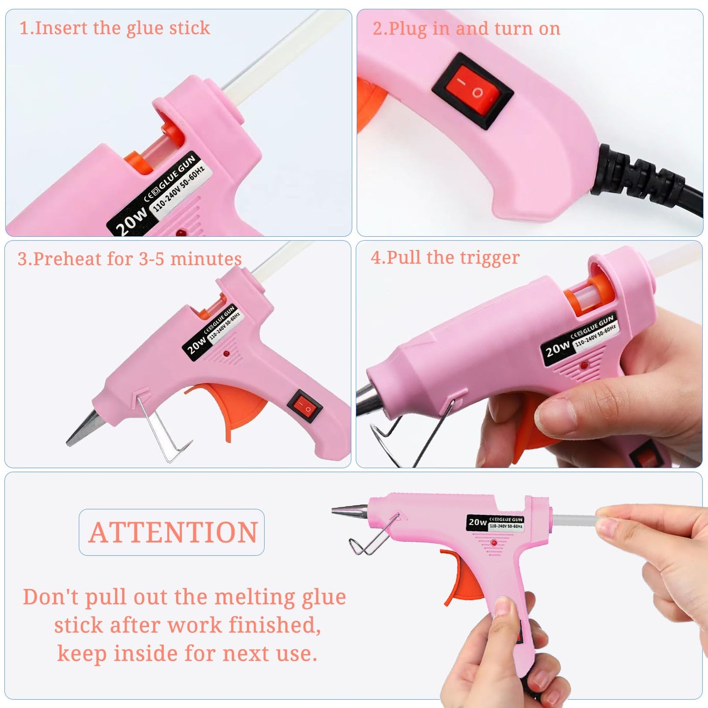 Mini Hot Glue Gun, 8 Pack Hot Glue Guns for Crafts with 40 Sticks Melt Glue Gun, Small Hot Melt Gun Set Arts Craft School DIY Arts Class Projects Home Quick Repairs