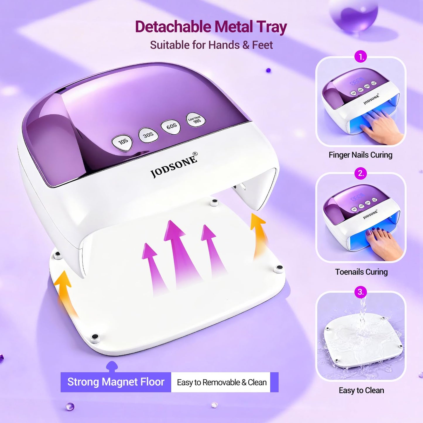 JODSONE Cordless LED Nail Lamp Rechargeable Portable with 4 Timers LCD Display Screen Nail Dryer Cure Light Suitable for Home and Salon﻿