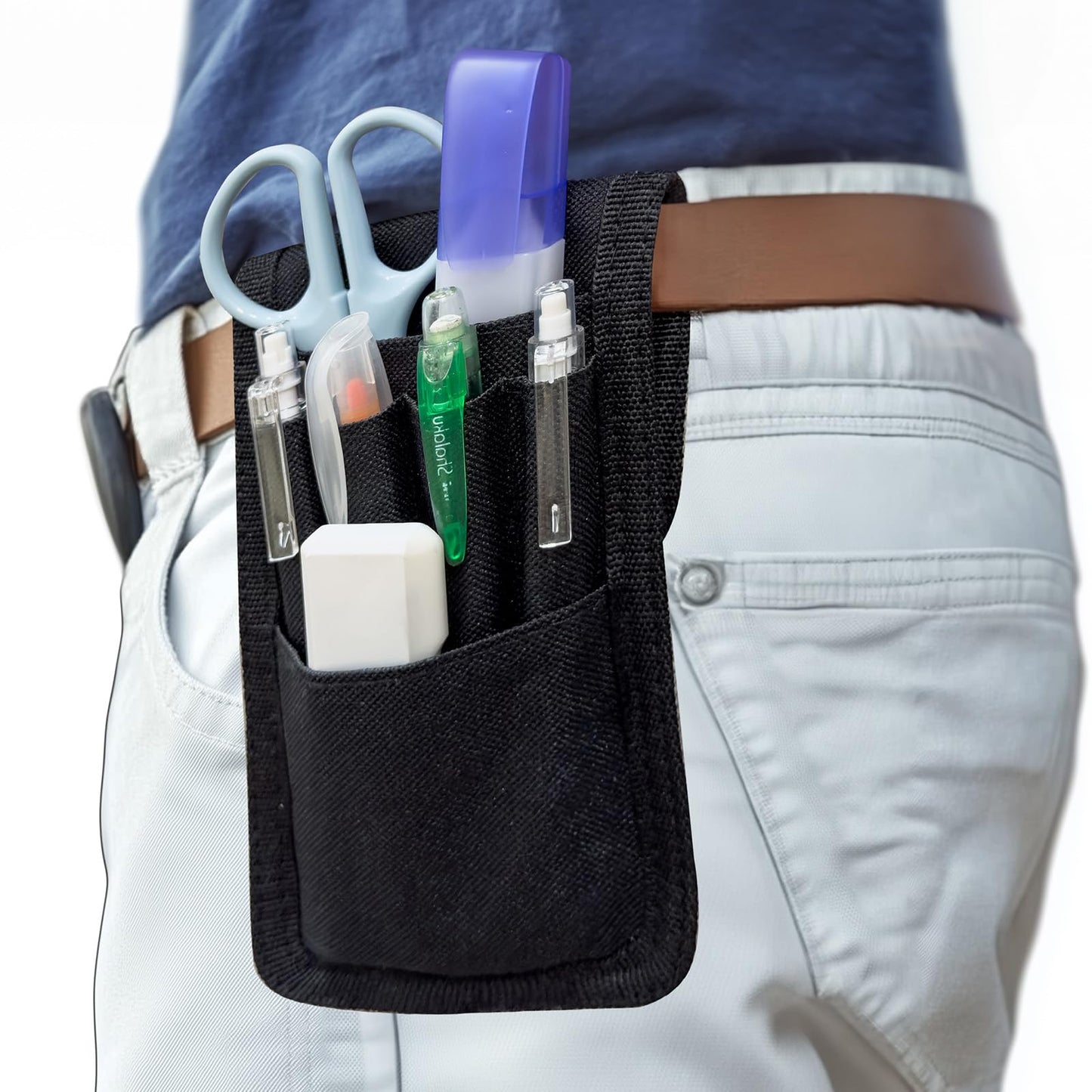 Belt Pen Holder, Tactical Pencil Cases Nylon Detachable Pen Pouch Pocket Organizer, Multifunctional Pocket Protectors Hold Pens, Rulers and Scissors