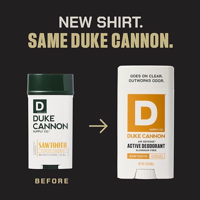 Duke Cannon Supply Co. Aluminum-Free Deodorant for Men 3 oz. Sawtooth, 2 Pack - Unique Masculine Scent, Odor Control & Soothe Skin