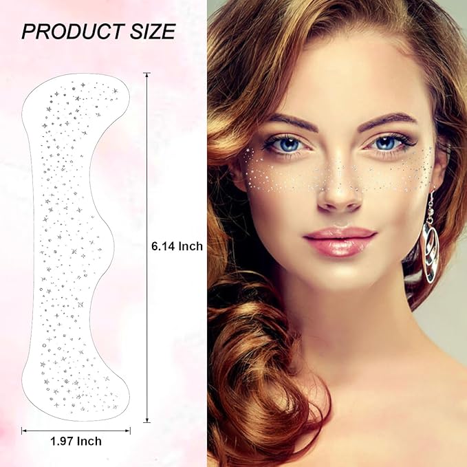 Glitter Freckles Silver Sparkle Freckles Face Tattoo Fake Glitter Freckle Temporary Patches for Women Party Makeup 8 Pcs