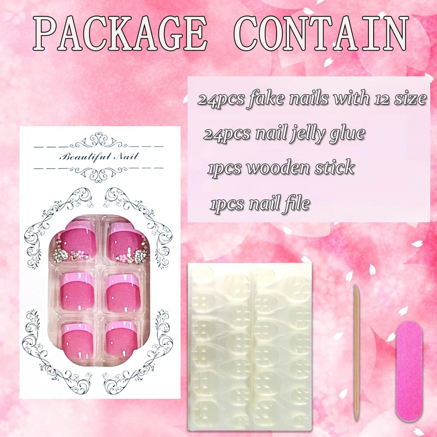 FIEONCIY Press on Toenails with Designs Acrylic Fake Nails for Toe Artificial False Nails with Charms Glue on Toe Nails for Spring Summer Stick on Toenails for Women Girls(XH11204)