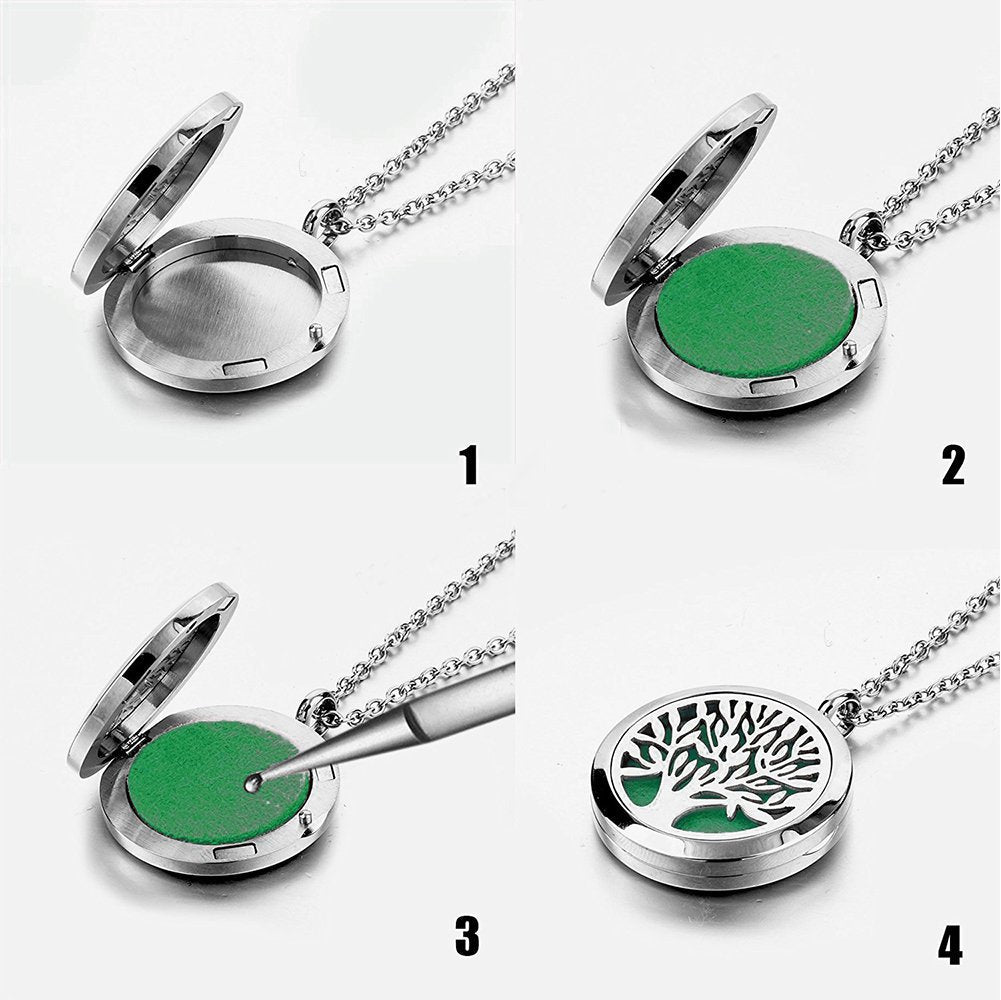 Diffuser Necklace Stainless Steel Lotus of Life