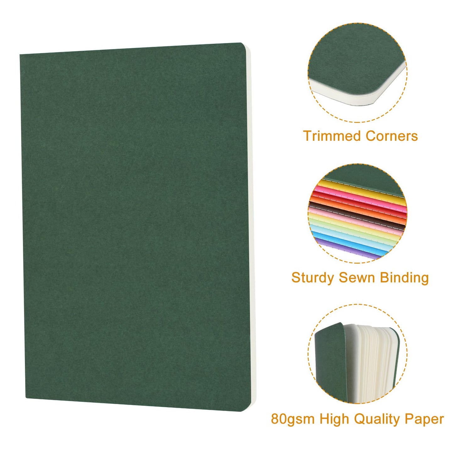 ZCZN 12 Pack Colorful Blank Notebooks Bulk, A5 Journals with 12 Colors, 60 Pages/30 Sheets, 8.3x5.5 Inch, Plain Paper, Travel Writing Journal Notebooks for Work & School