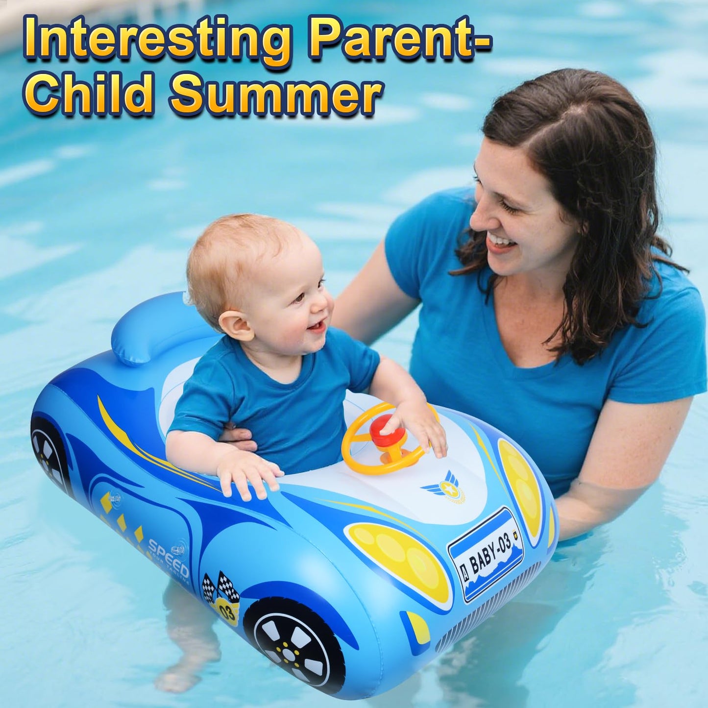 Baby Floaties for Infants with Canopy: Qoosea Baby Pool Float with UPF50+ Sun Protection & Toy Play Steering Wheel Baby Swimming Float with Patch Kit for Babies Baby Float for 18-48 Month