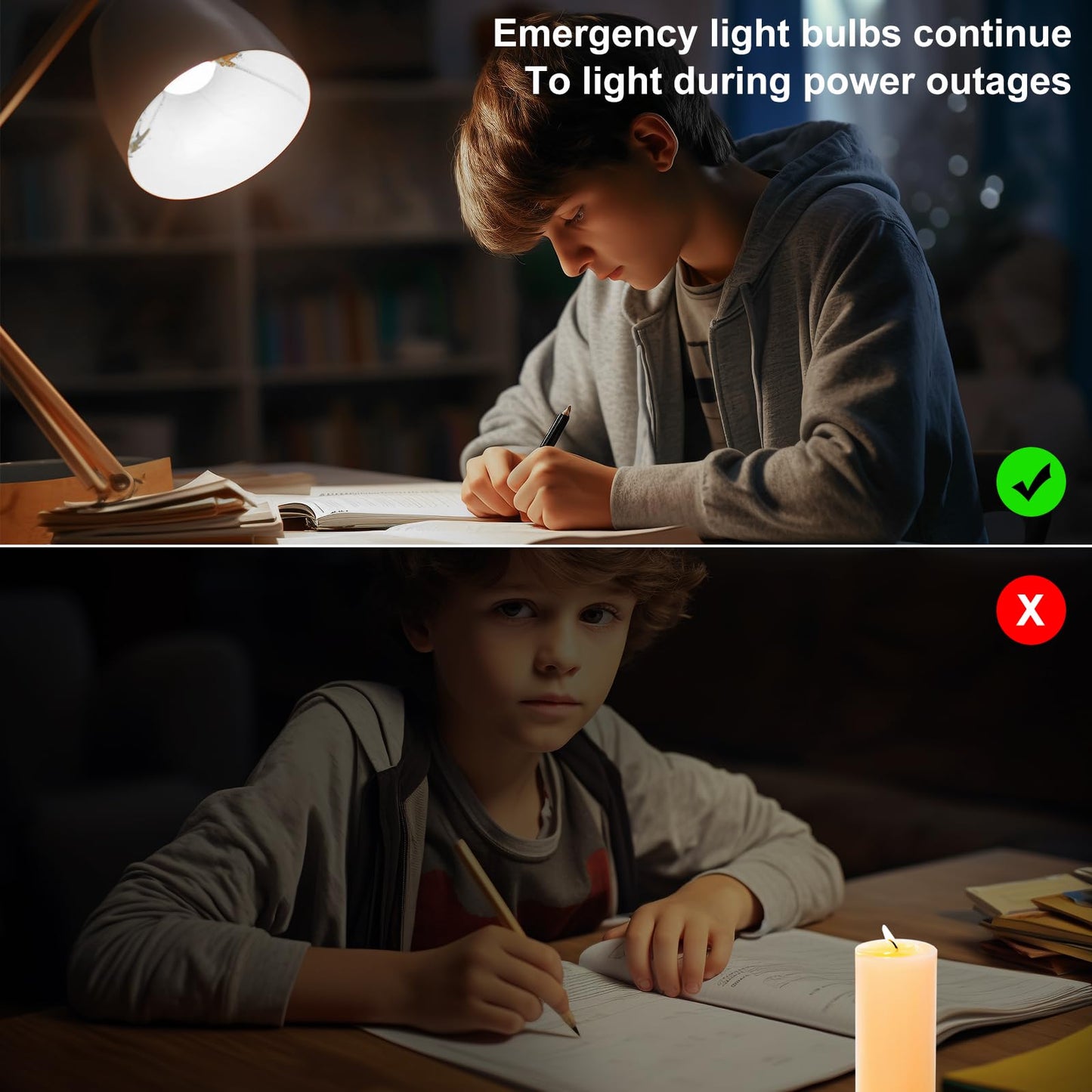 Ostwiki Rechargeable Light Bulbs,6 Pack Battery Operated Backup Emergency Light Bulb for Power Outage Camping Outdoor Hurricane 9W E27 8500K 1200mAh White Equivalent Self-Charging LED Light Bulbs