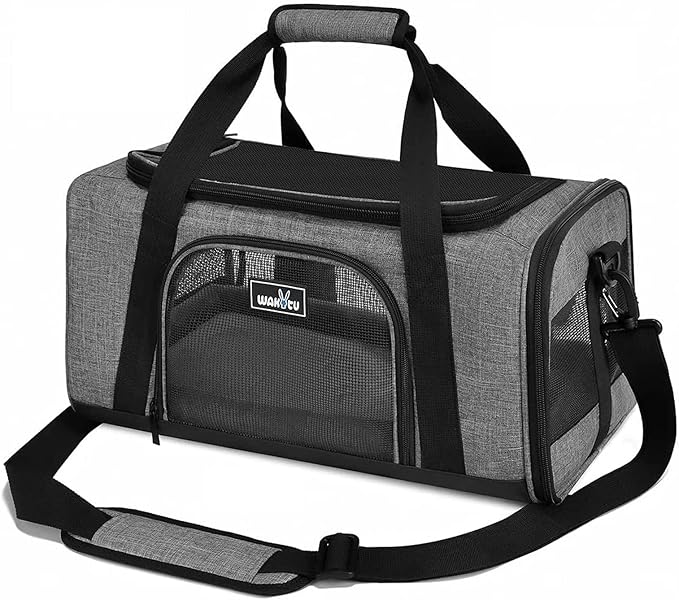 Wakytu TSA Approved Pet Carrier for Small Cats and Dogs,17.7x11x8.3, Black