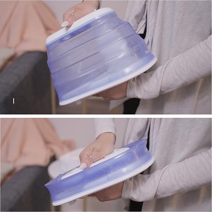 Crane Collapsible Cool Mist Humidifier for Bedroom and Office, 1 Gallon Portable Humidifier for Travel and Easy Storage, Blue and White