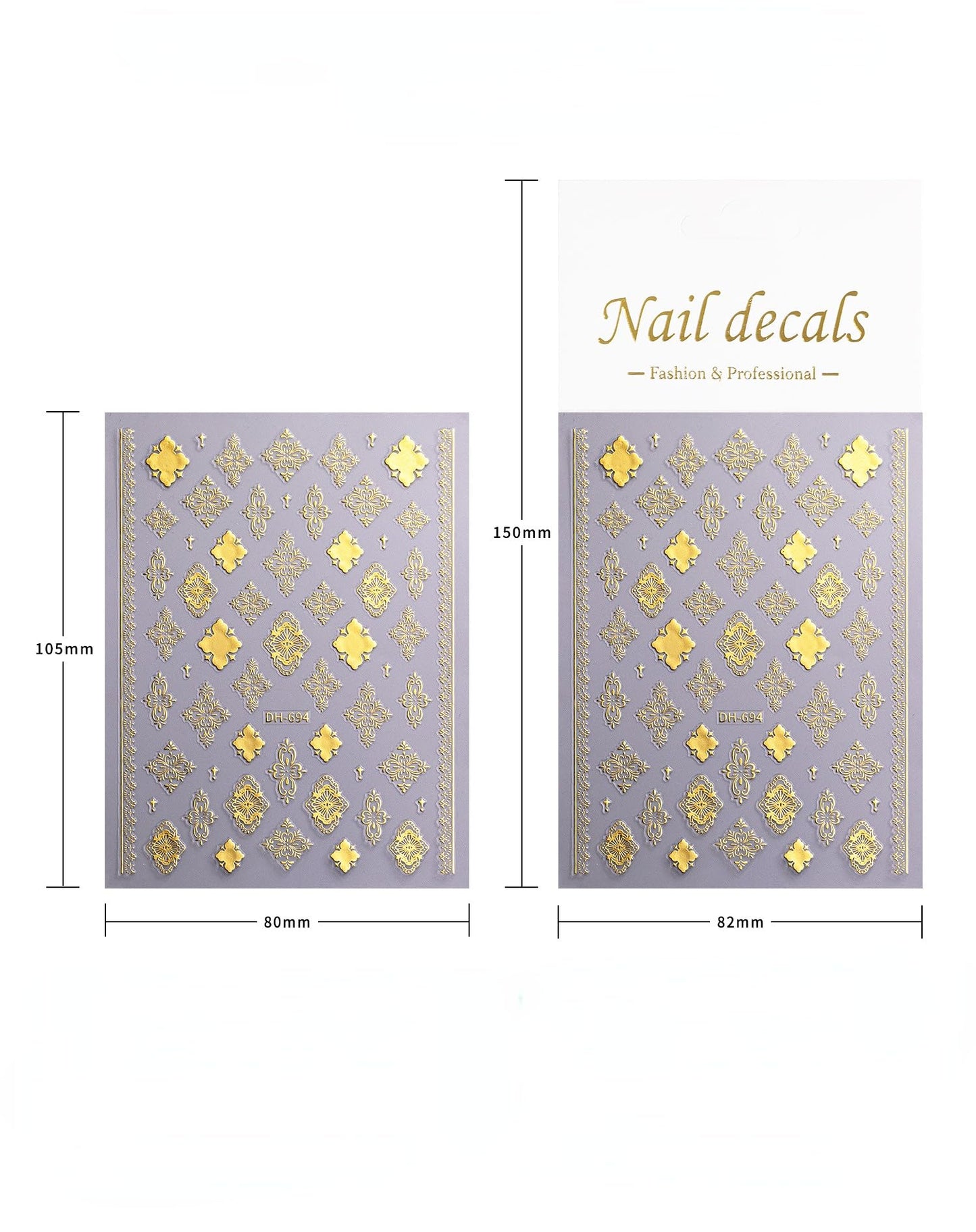 SIMAYKUWA Baroque Style Nail Stickers, Bohemian Vintage 3D Embossed Nail Art Decals with Adhesive Backing for Women A Set of 3 Sheets