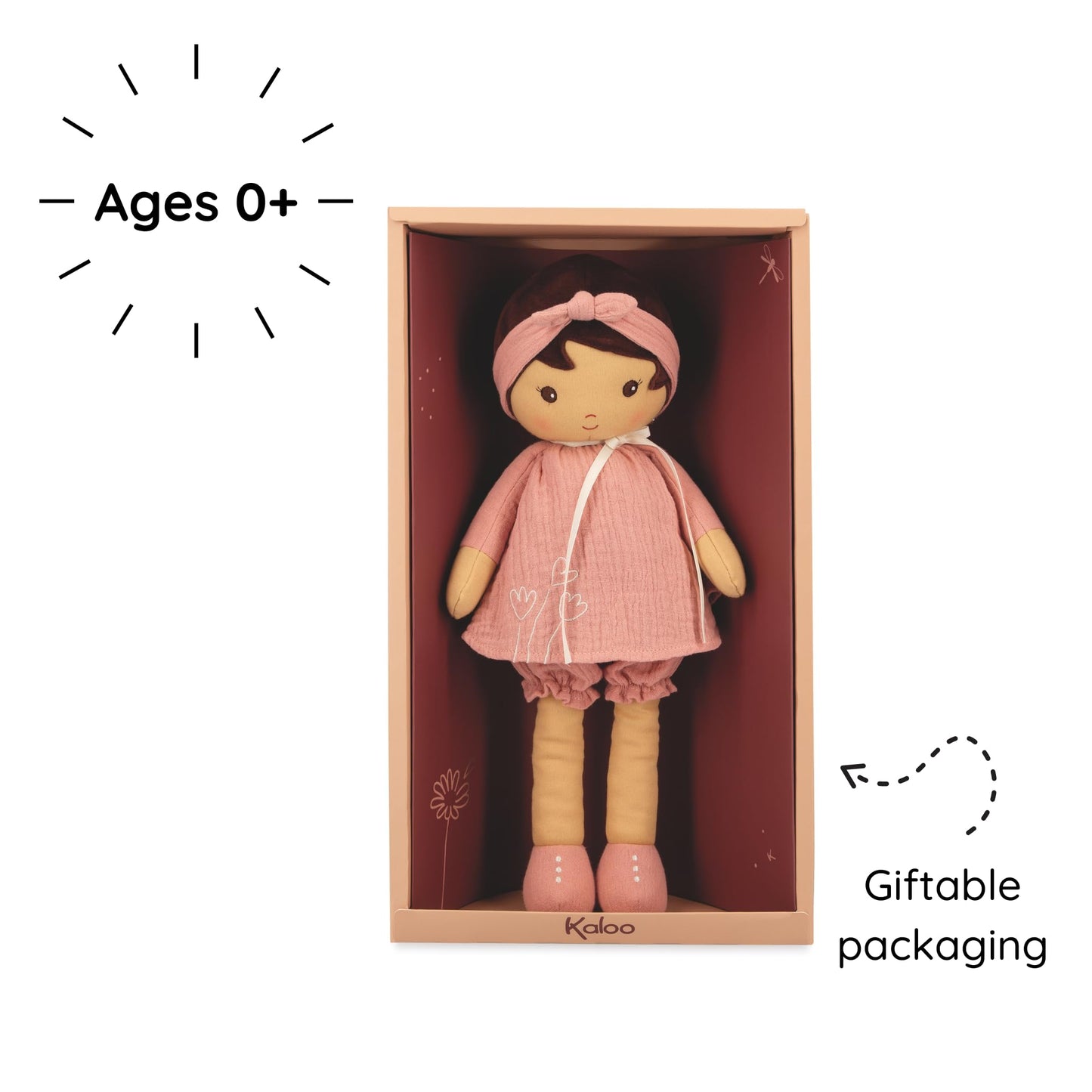 Kaloo - Tendresse Amandine Soft Doll 15.6" X-Large - Ages 0+ - Cuddling with Plush Figure Toys - Adorable Design - Multiple Fabrics and Rich Textures - Machine Washable - Ages 0+ - K200014