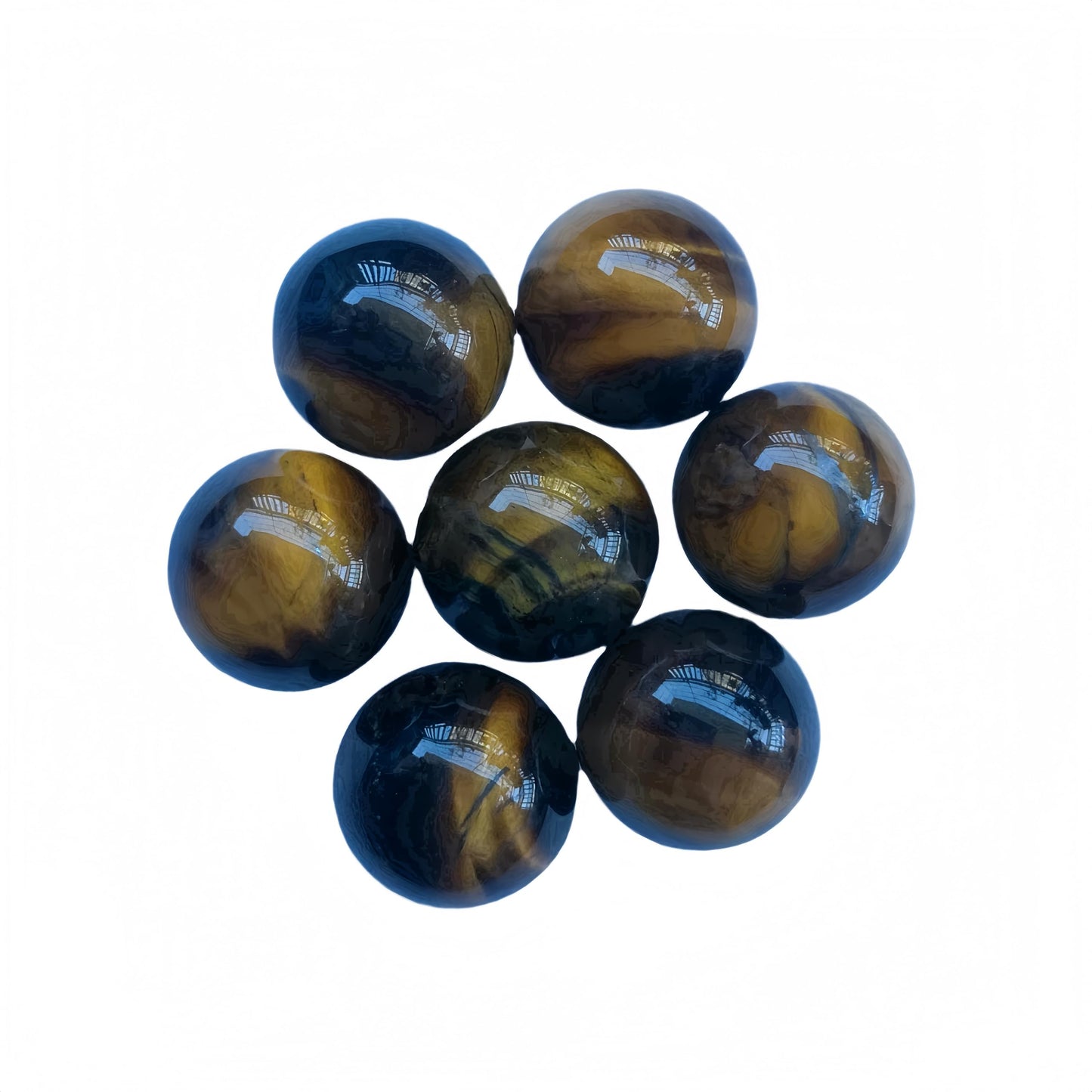 Sunshcat Natural Tiger's Eye 0.78 Inchs Crystals and Healing Stone Ball Set,Home Desktop Feng Shui Array Decoration(7 Pieces) ﻿