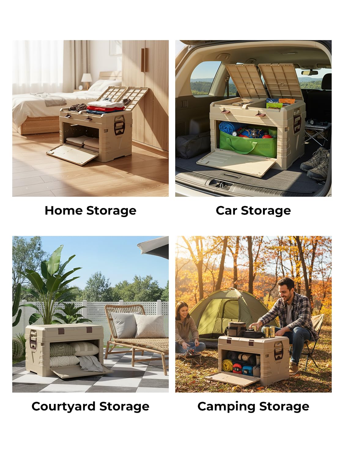 Cellplay SolarPlay Camping Storage Box with Lids, 60L Foldable Box with handles for Trunk Organizer for Outdoor Picnic, Car RV Storage and Organization