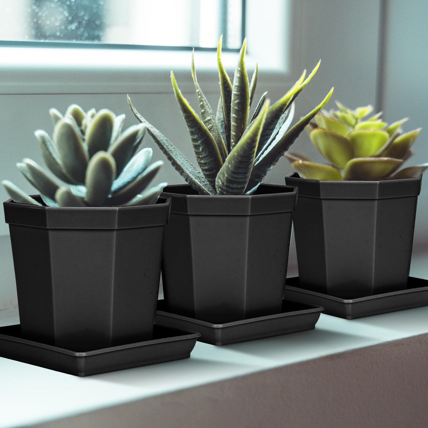 LWALRS Square Plant Saucer 10 Inch 5 Pack, Plastic Plant Water Dray Tray Plants, Pot Saucers for Plants Square Planters for Indoors and Outdoors Plants, Garden Saucer for Plant Pots.