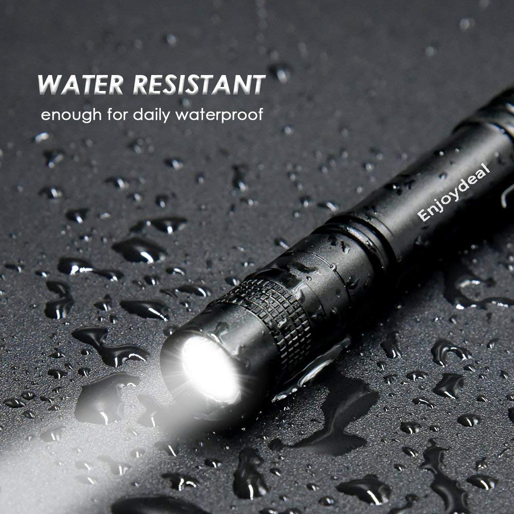 enjoydeal 5PCS Pen Light Flashlight Ultra Slim Portable LED 1000LM Pocket Penlight Torch with Clip Powered by 2 x AAA Battery (not Include)