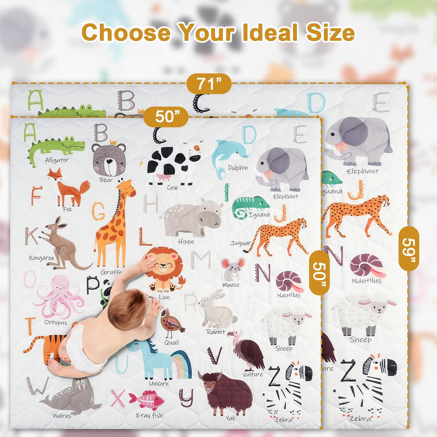 TINYHARBO Premium Foam Baby Play Mat 50" x 50" – Removable & Machine Washable Cover, Extra Thick Padding Playpen Mat, Non-Slip Crawling Mat, Easy to Clean for Infants, Toddlers & Babies