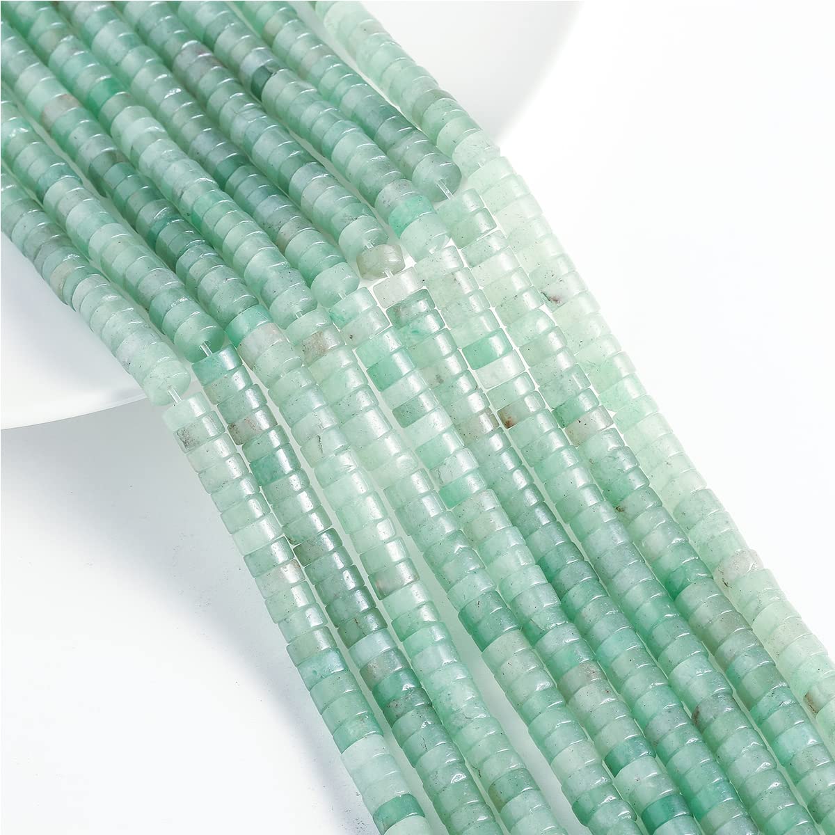 Natural Green Aventurine Stone Spacer Beads 6x3mm 38cm/str Flat Round Loose Semi Gemstone Caps for Making Bracelets Necklace