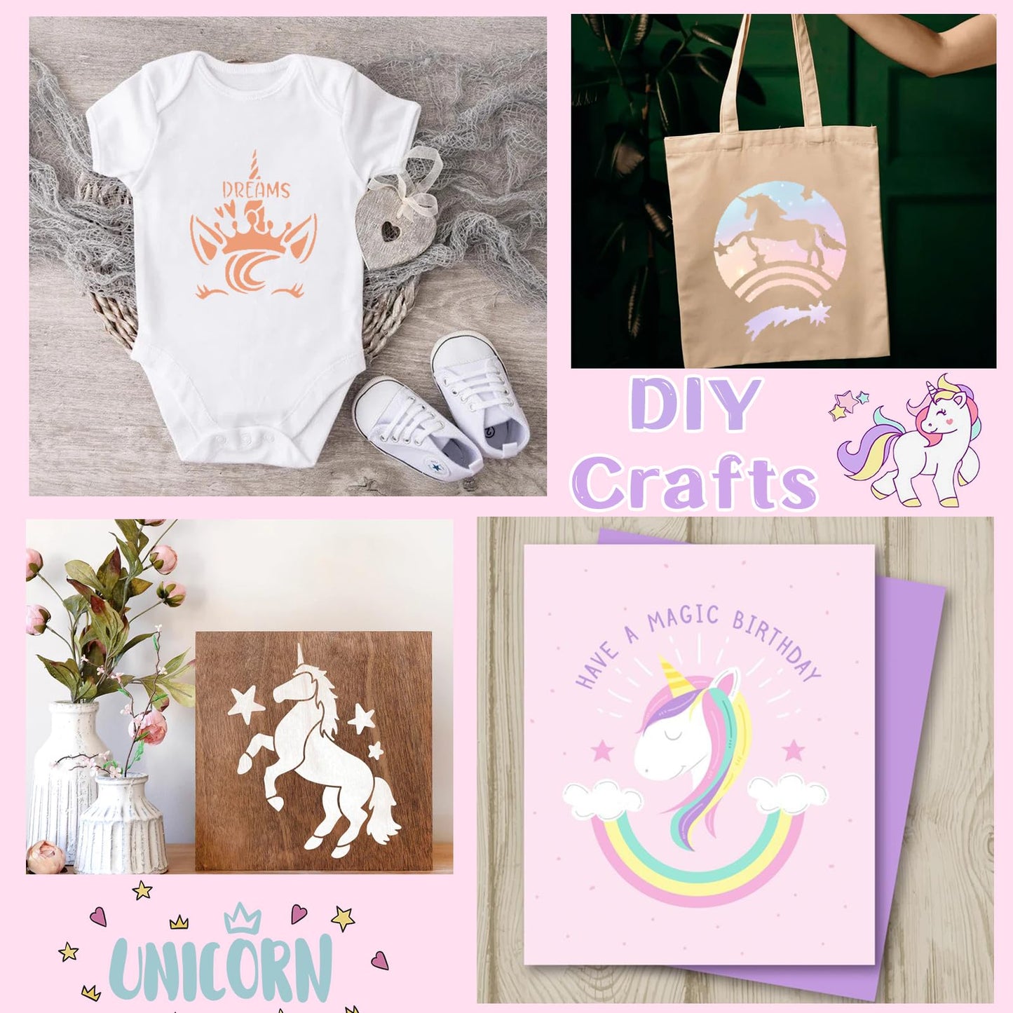 LanMa 18 Pieces Unicorn Drawing Stencils for Girls,Plastic Unicorn Stencils Templates for Painting, DIY Crafts, Art Projects