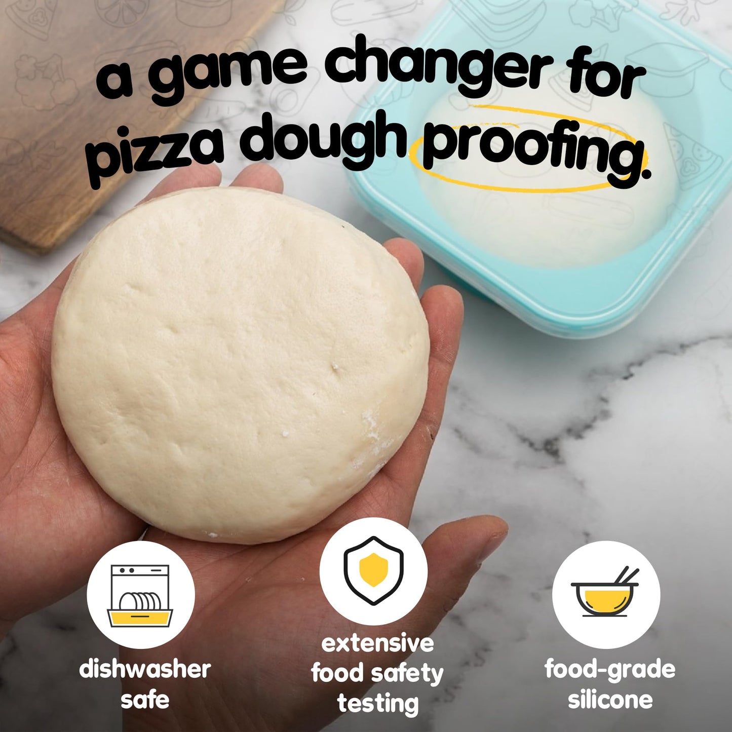 KEVJES PLUS 1000ml Pizza Dough Proofing Containers for DIY family Artisan Pizza, Food Grade Silicone Stackable Boxes with Lids, Freezer, Fridge, Dishwasher Safe,4sets (Space Gray)